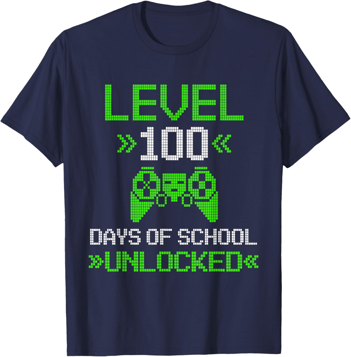 Level 100 Days Unlocked Kids Video Games Pixel Art for Gamer T-Shirt - T-Shirt | Navy
