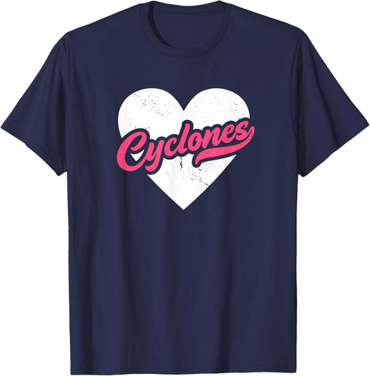 Vintage Cyclones School Spirit Go Cyclones Love T-Shirt - T-Shirt | Navy