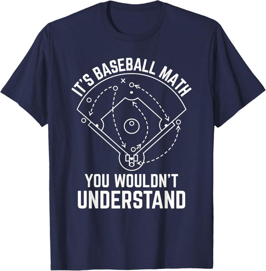 It's a Baseball Thing Funny Baseball Math Double Play Game T-Shirt - T-Shirt | Navy