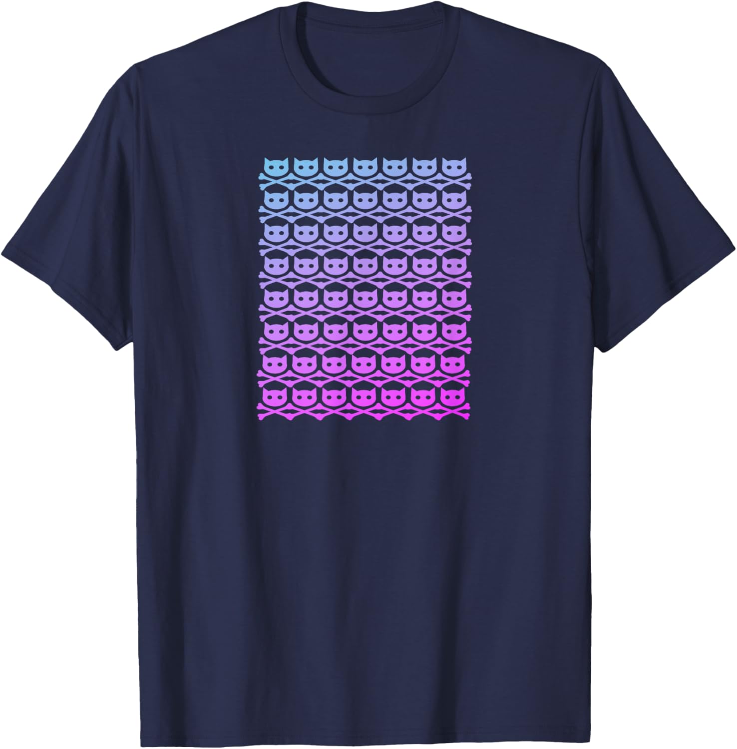BuddyCatAFK All Over Skull Logo Pink Fade Dark T-Shirt - T-Shirt | Navy