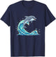 Cute Jumping Dolphin On Summer Ocean Wave T-Shirt - T-Shirt | Navy
