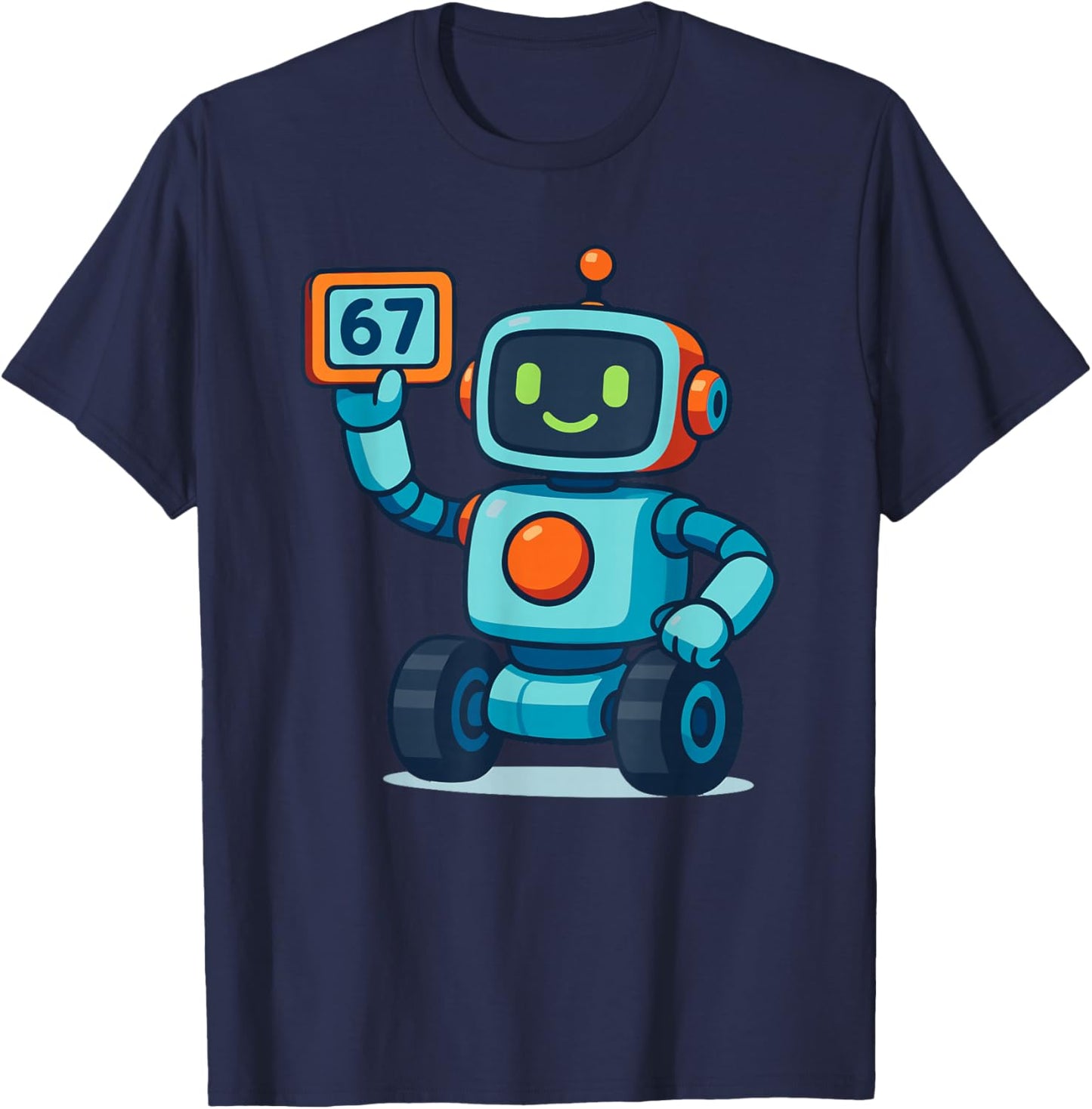 Cartoon Robot 67 Meme T-Shirt - T-Shirt | Navy