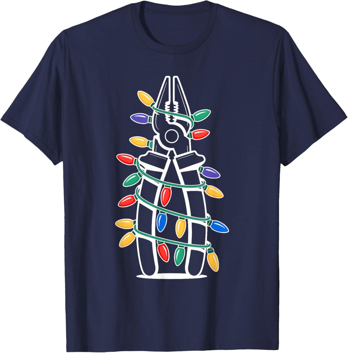 Christmas Lights Pliers Handyman Electrician Technician T-Shirt - T-Shirt | Navy
