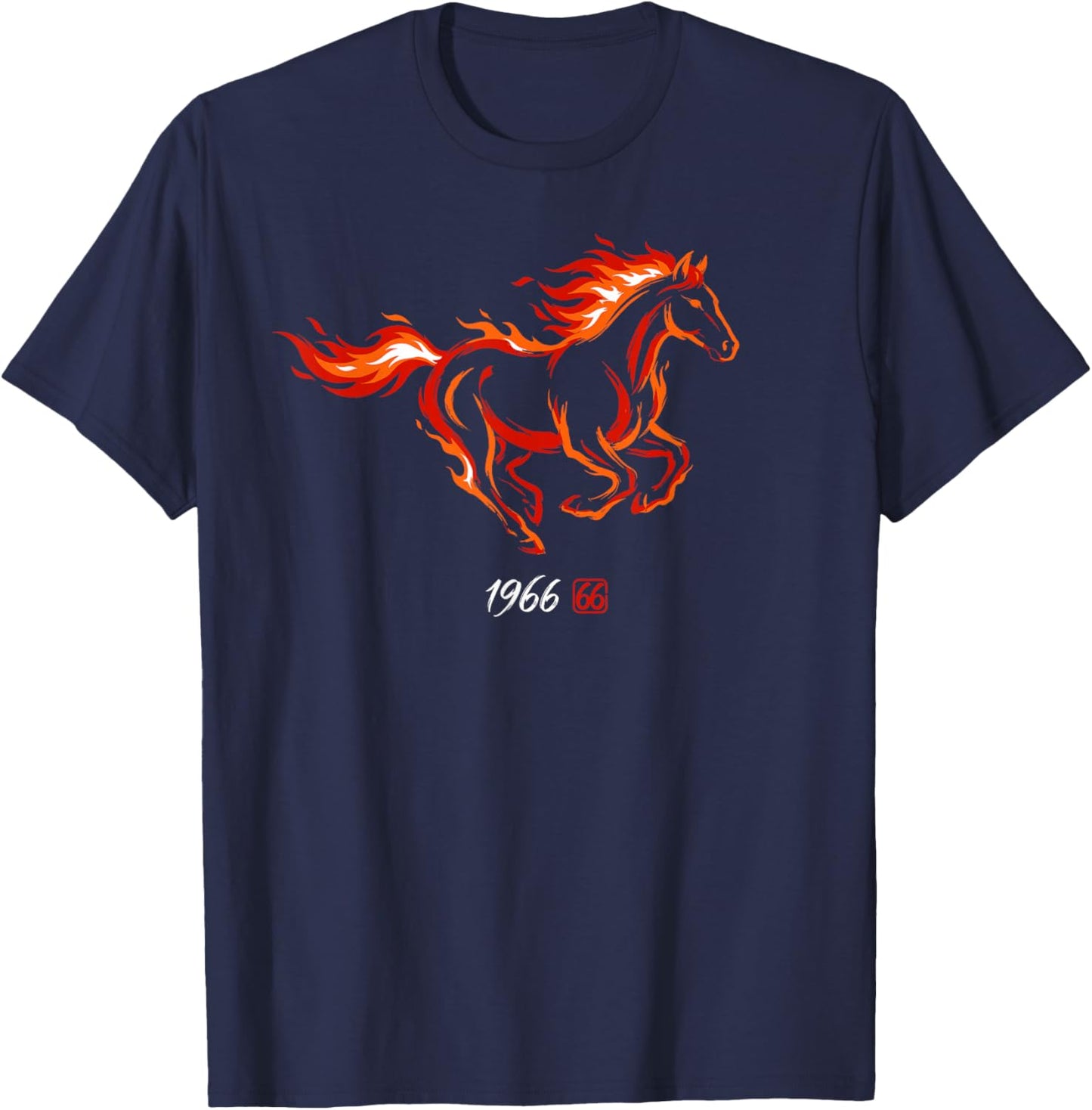 1966 Year of The Fire Horse 60th Birthday Japanese Art T-Shirt - T-Shirt | Navy