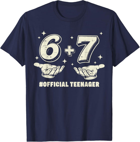 6+7 Official Teenager 13th Birthday 13 Year Old Boys Kids T-Shirt - T-Shirt | Navy