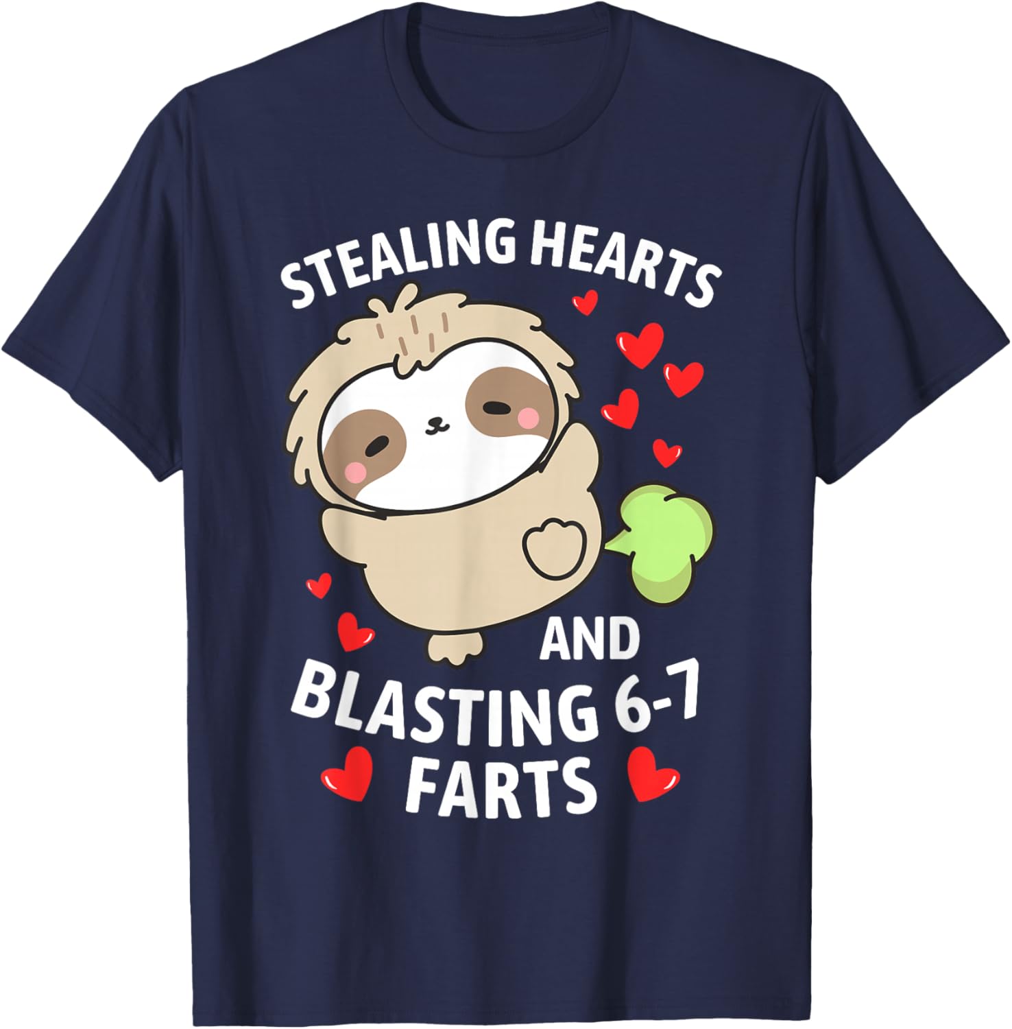 67 Meme Stealing Hearts Valentine's Day Sloth Kids Boys T-Shirt - T-Shirt | Navy