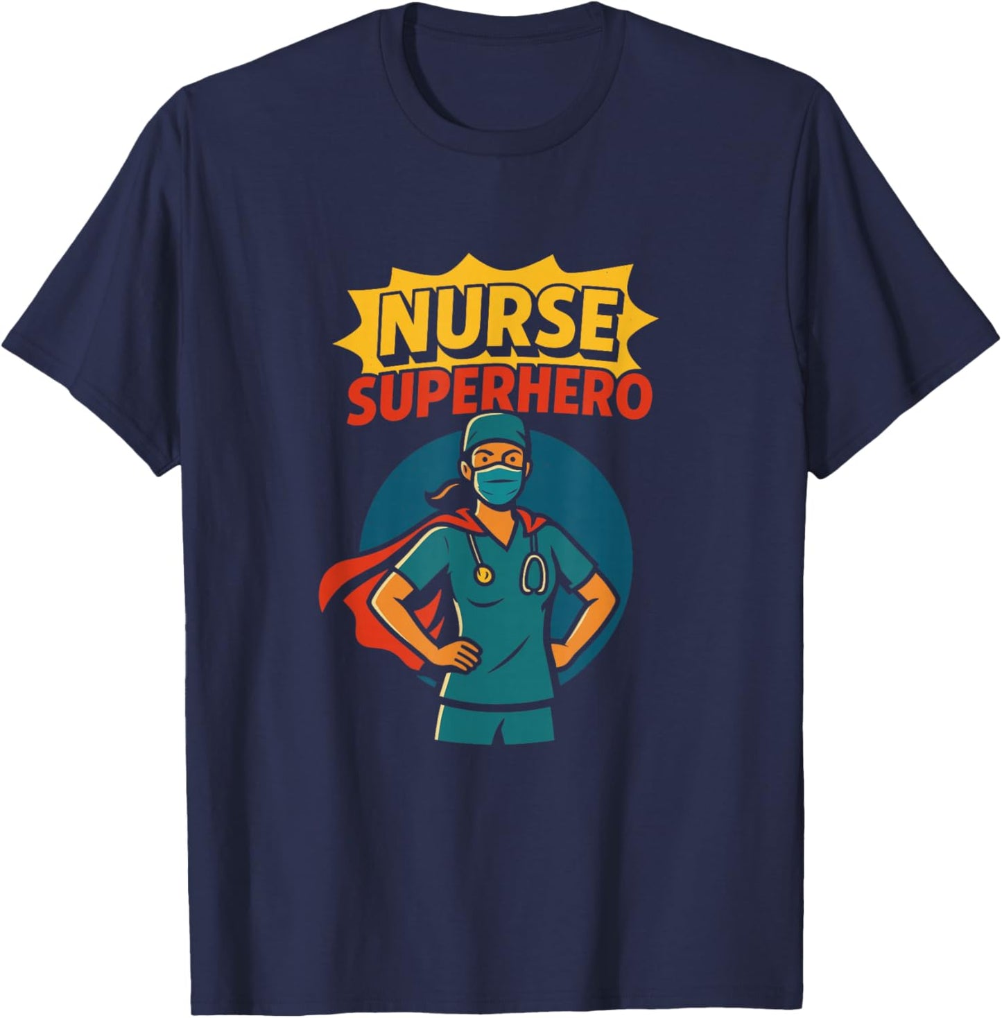 Nurse Heroic Superhero Healthcare Appreciation NHS T-Shirt - T-Shirt | Navy