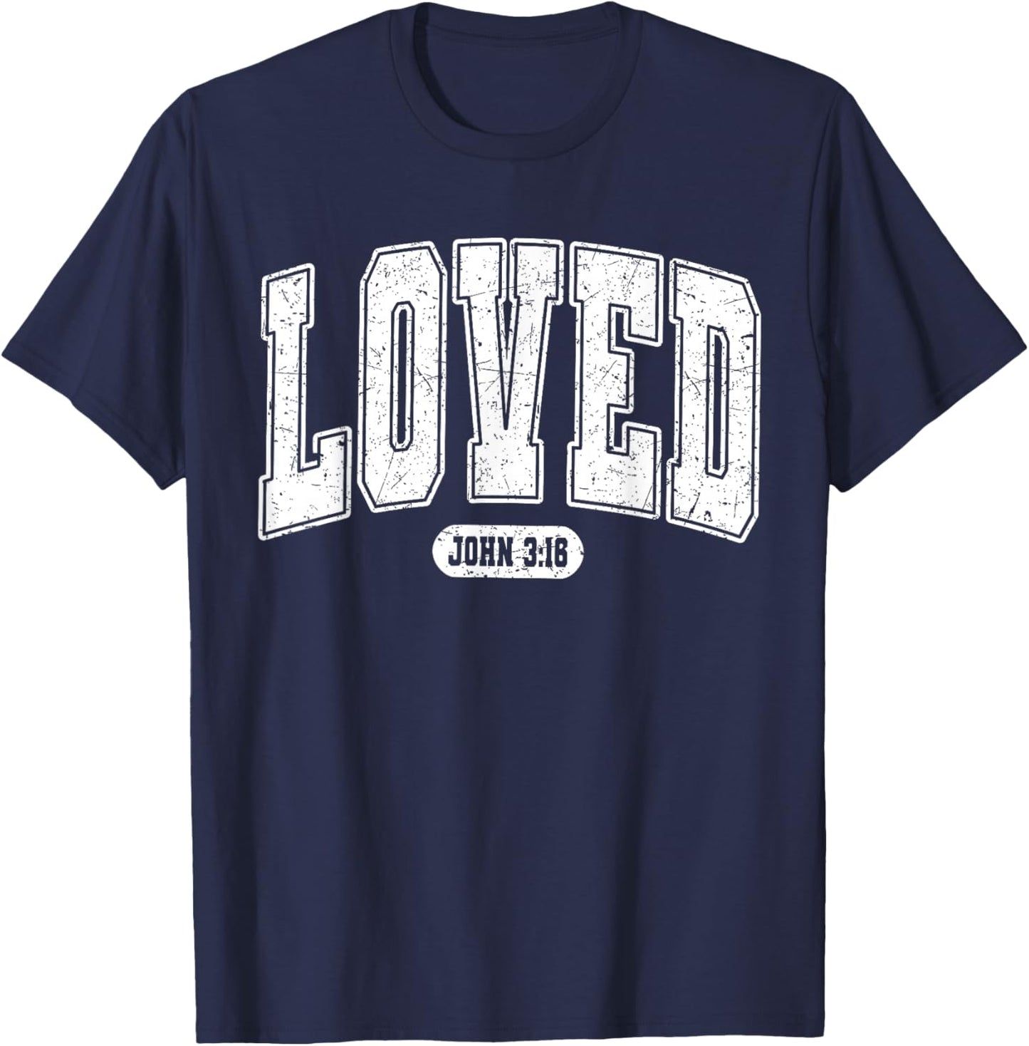 Loved Christian Faith Heart Valentines Day Men Women Kids T-Shirt - T-Shirt | Navy