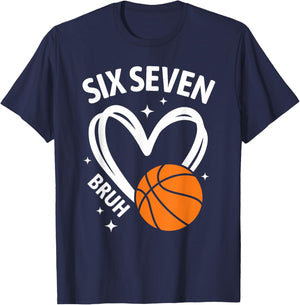 67 Meme Six Seven Bruh Basketball Valentine's Day Kids Boys T-Shirt - T-Shirt | Navy