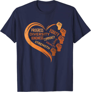 Black History Fists Diversity Equity Unity T-Shirt - T-Shirt | Navy