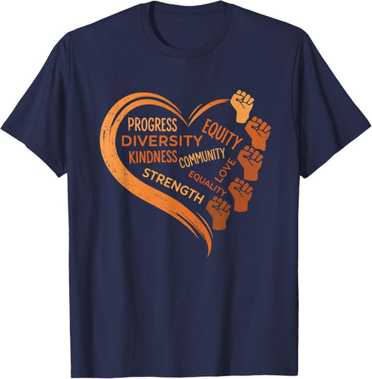 Black History Fists Diversity Equity Unity T-Shirt - T-Shirt | Navy