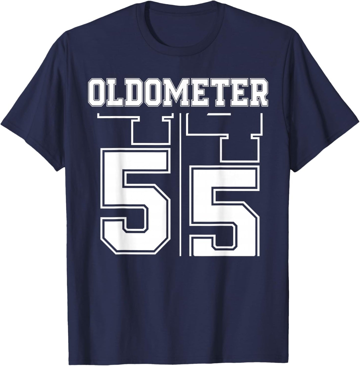 Oldometer 54-55 55th Birthday Sport Text 55 Year Old T-Shirt - T-Shirt | Navy