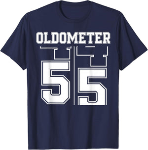 Oldometer 54-55 55th Birthday Sport Text 55 Year Old T-Shirt - T-Shirt | Navy