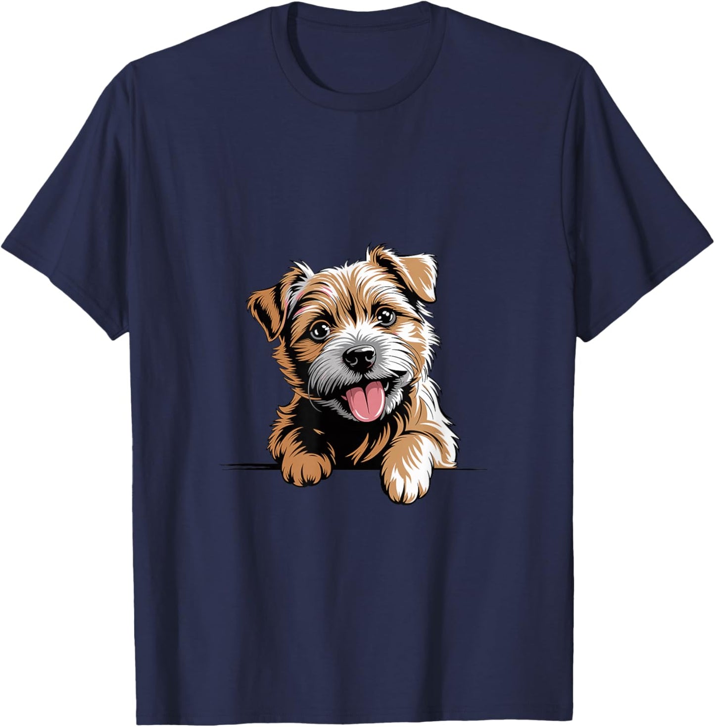 Cute Small Artistic Illustration Cartoon Norfolk Terrier T-Shirt - T-Shirt | Navy