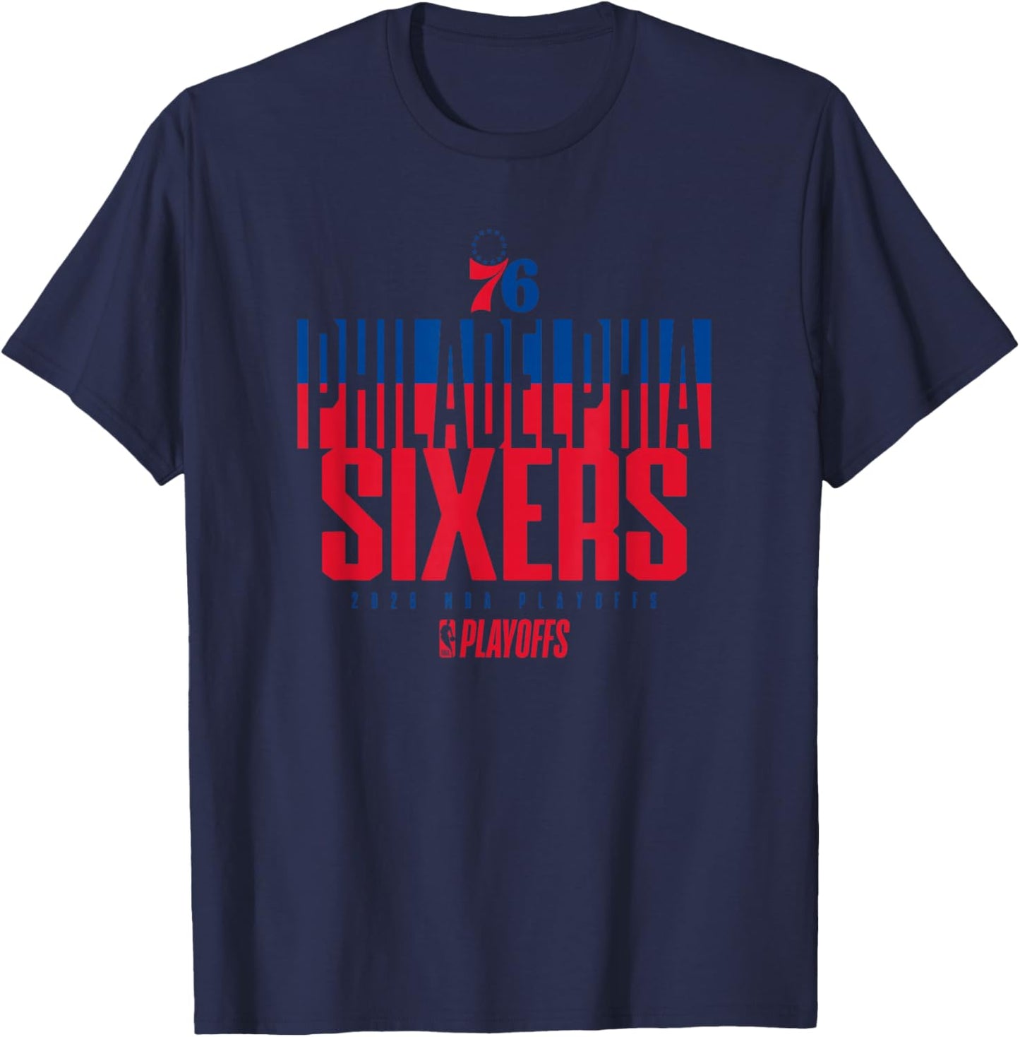 NBA Official 2026 Playoffs Philadelphia 76ers Stacked Up T-Shirt - T-Shirt | Navy