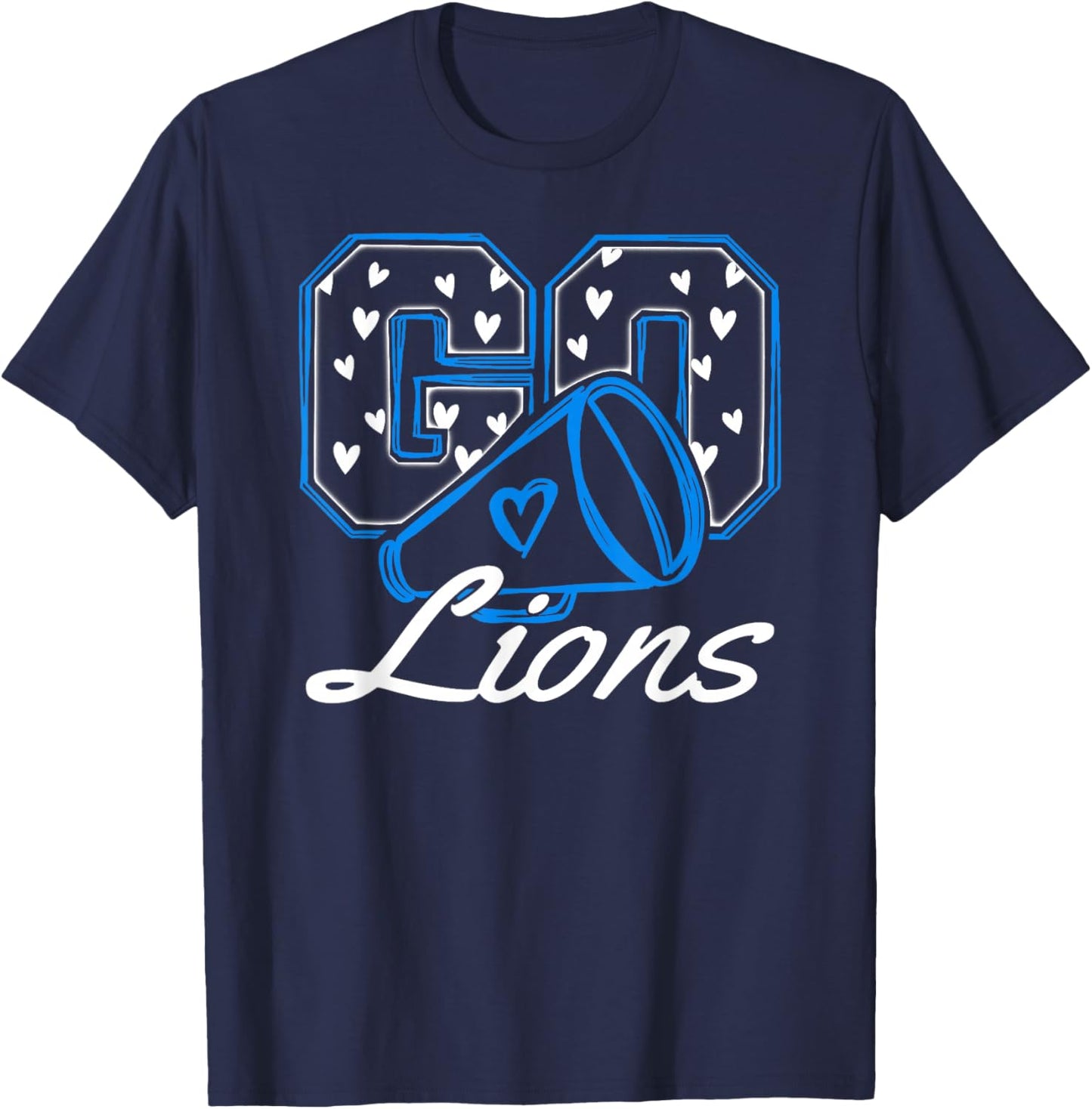 Go Cheer Lions School Team Spirit Girls Kids T-Shirt - T-Shirt | Navy