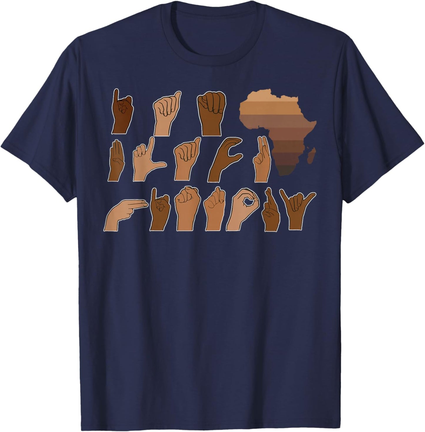 I Am Black History Month Sign Language ASL African Men Women T-Shirt - T-Shirt | Navy