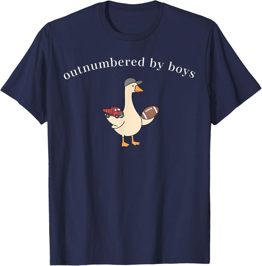 Outnumbered By Boys Funny Mom Goose Family Life T-Shirt - T-Shirt | Navy