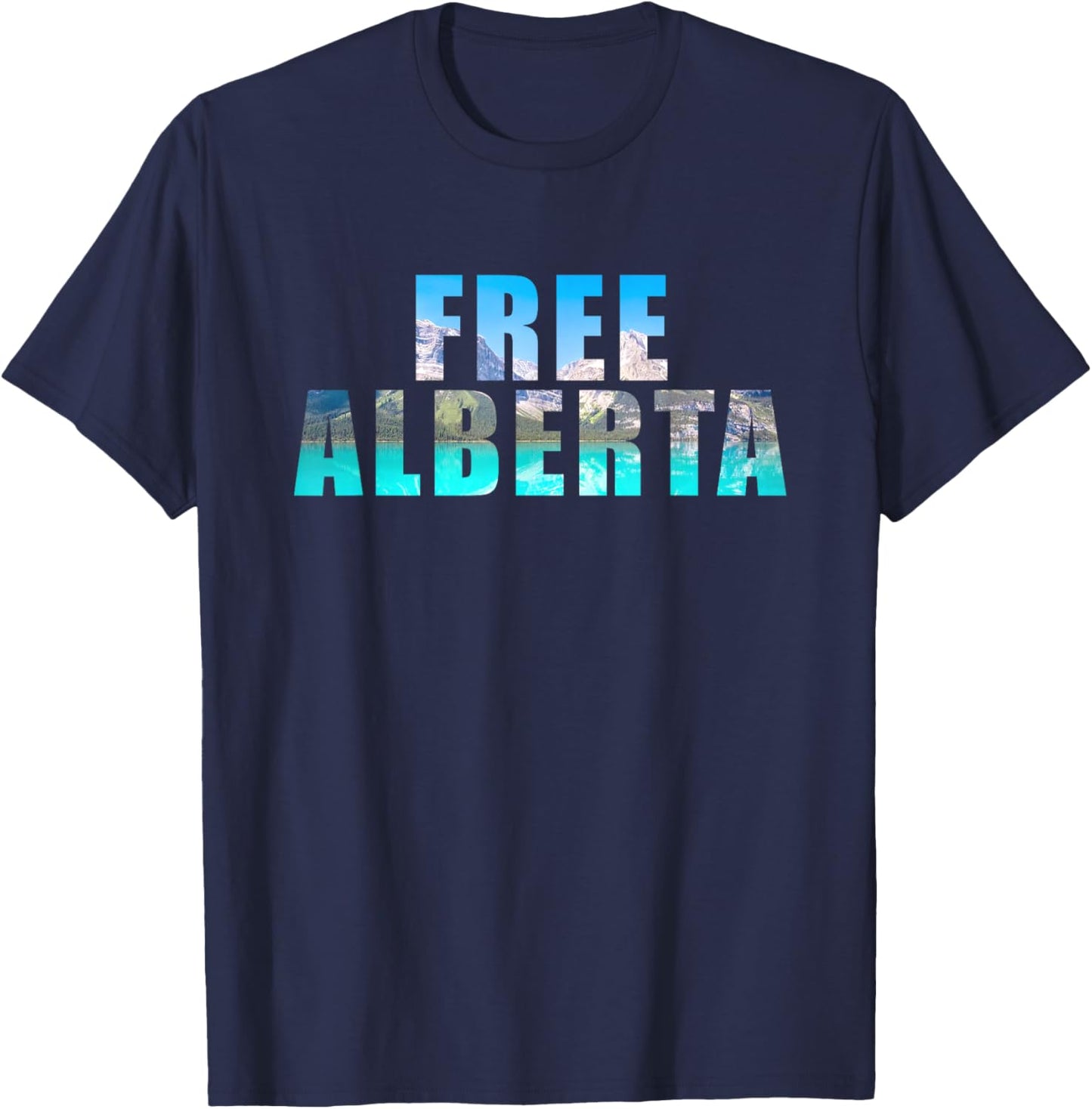 Free Alberta – Independence from Canada 2026 Lake (Black) T-Shirt - T-Shirt | Navy