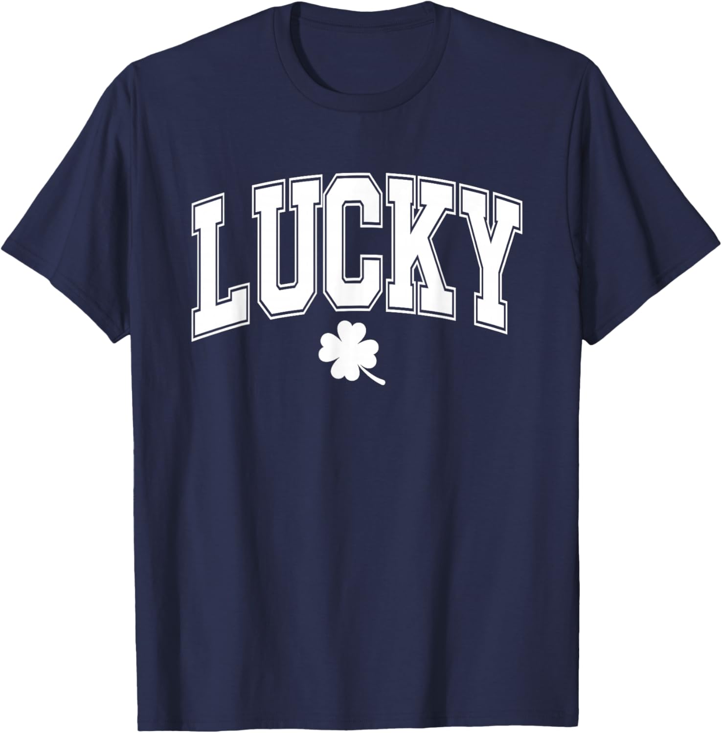 Lucky Shamrock, Lucky Varsity, Retro Shamrock T-Shirt - T-Shirt | Navy
