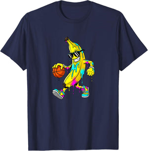 Funny Banana Basketball Player Graphic T-Shirt - T-Shirt | Navy