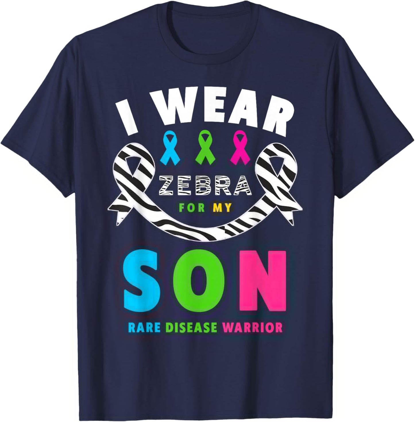 I Wear Zebra for My Son Shirt - Rare Disease Day 2026 T-Shirt - T-Shirt | Navy