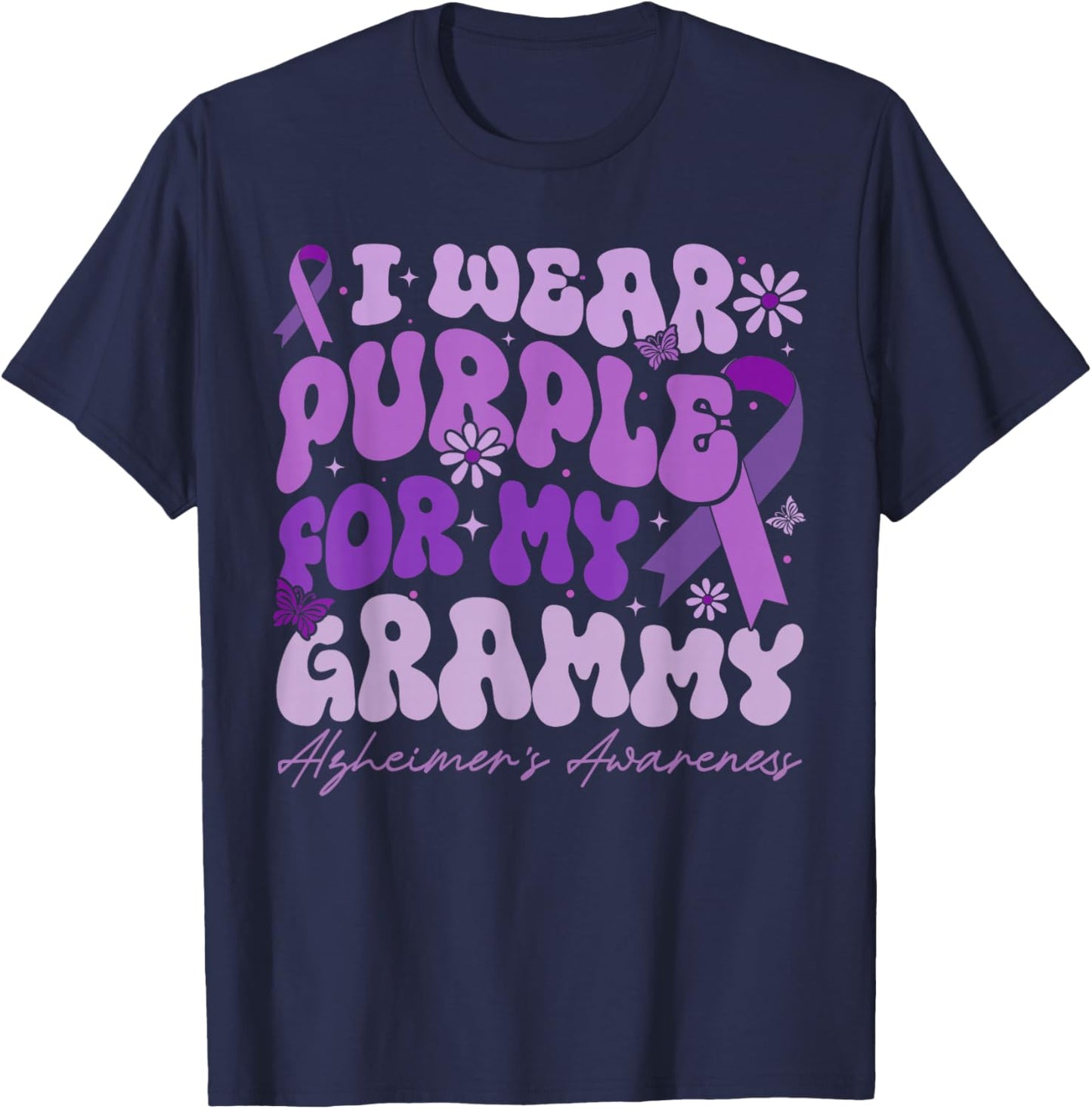 I Wear Purple for My Grammy Dementia Alzheimer's Awareness T-Shirt - T-Shirt | Navy