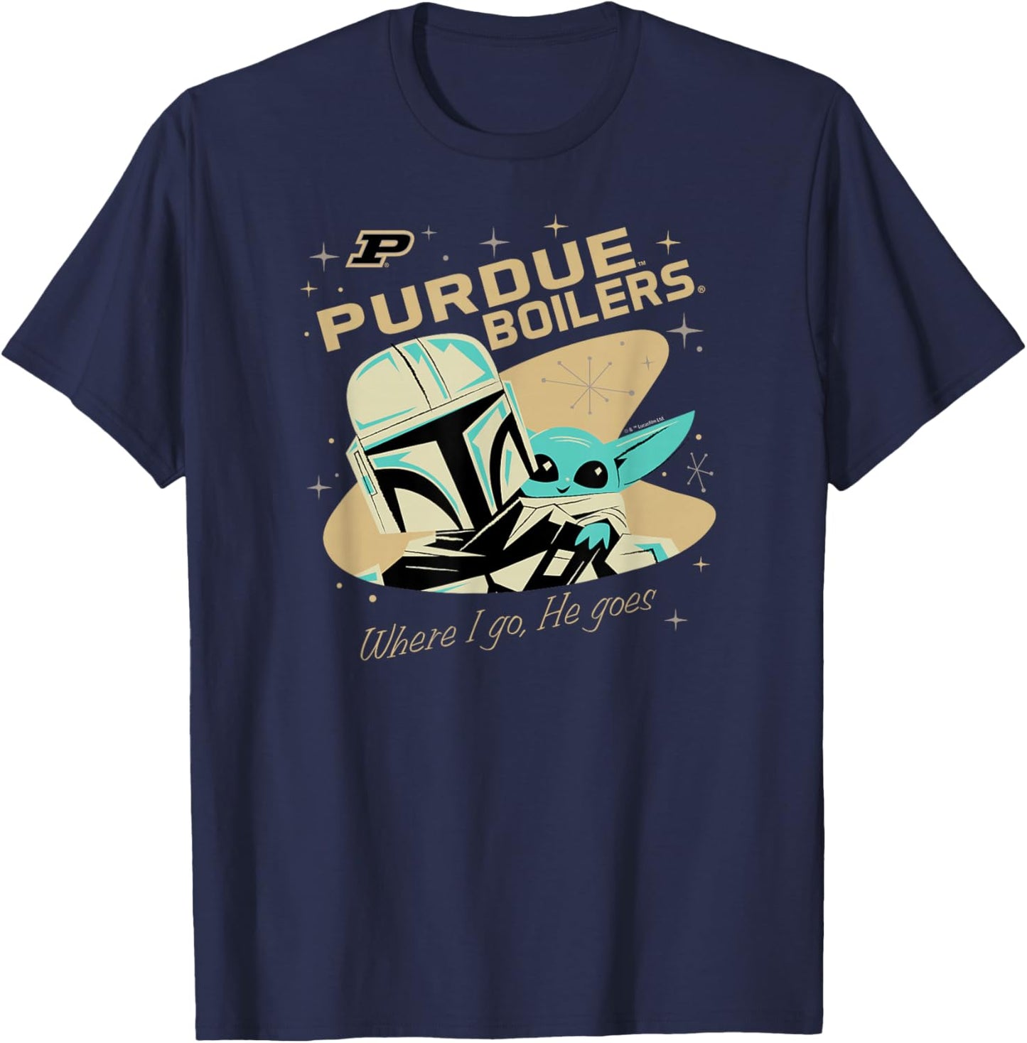 Purdue Boilermakers Star Wars Mandalorian Dark Gray T-Shirt - T-Shirt | Navy