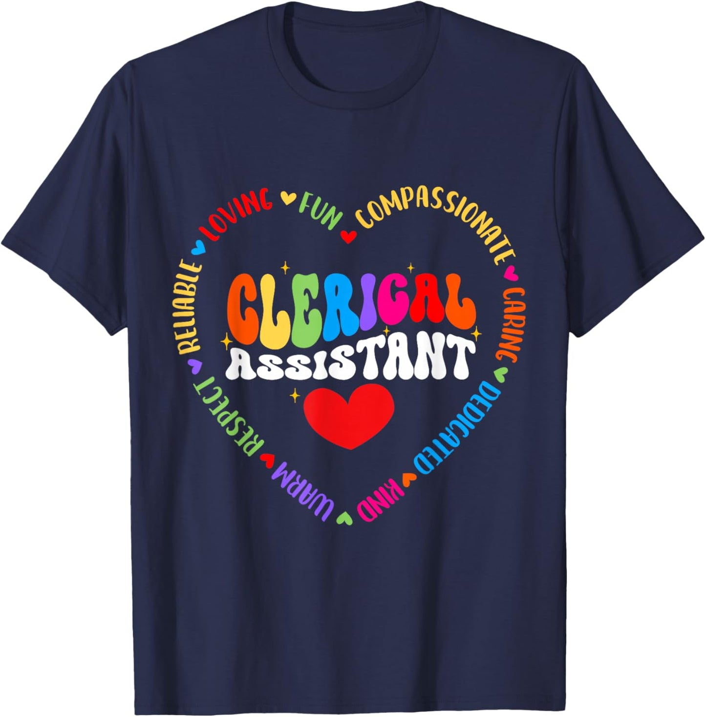 Groovy Clerical Assistant Customer Service School Admin T-Shirt - T-Shirt | Navy