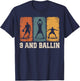 9 and Ballin 9th Birthday Girl 9 Years Old Boy Basketball T-Shirt - T-Shirt | Navy