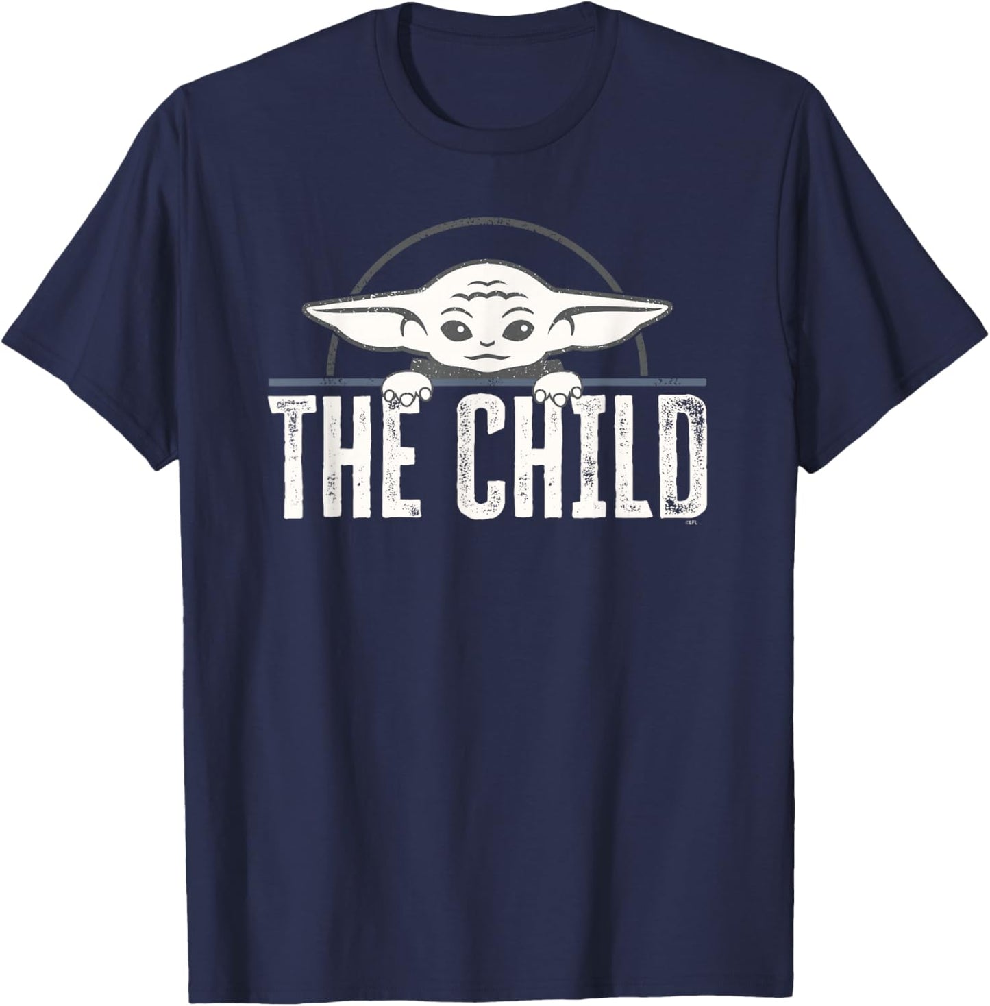 Star Wars The Mandalorian "The Child" Grogu Weathered Logo T-Shirt - T-Shirt | Navy