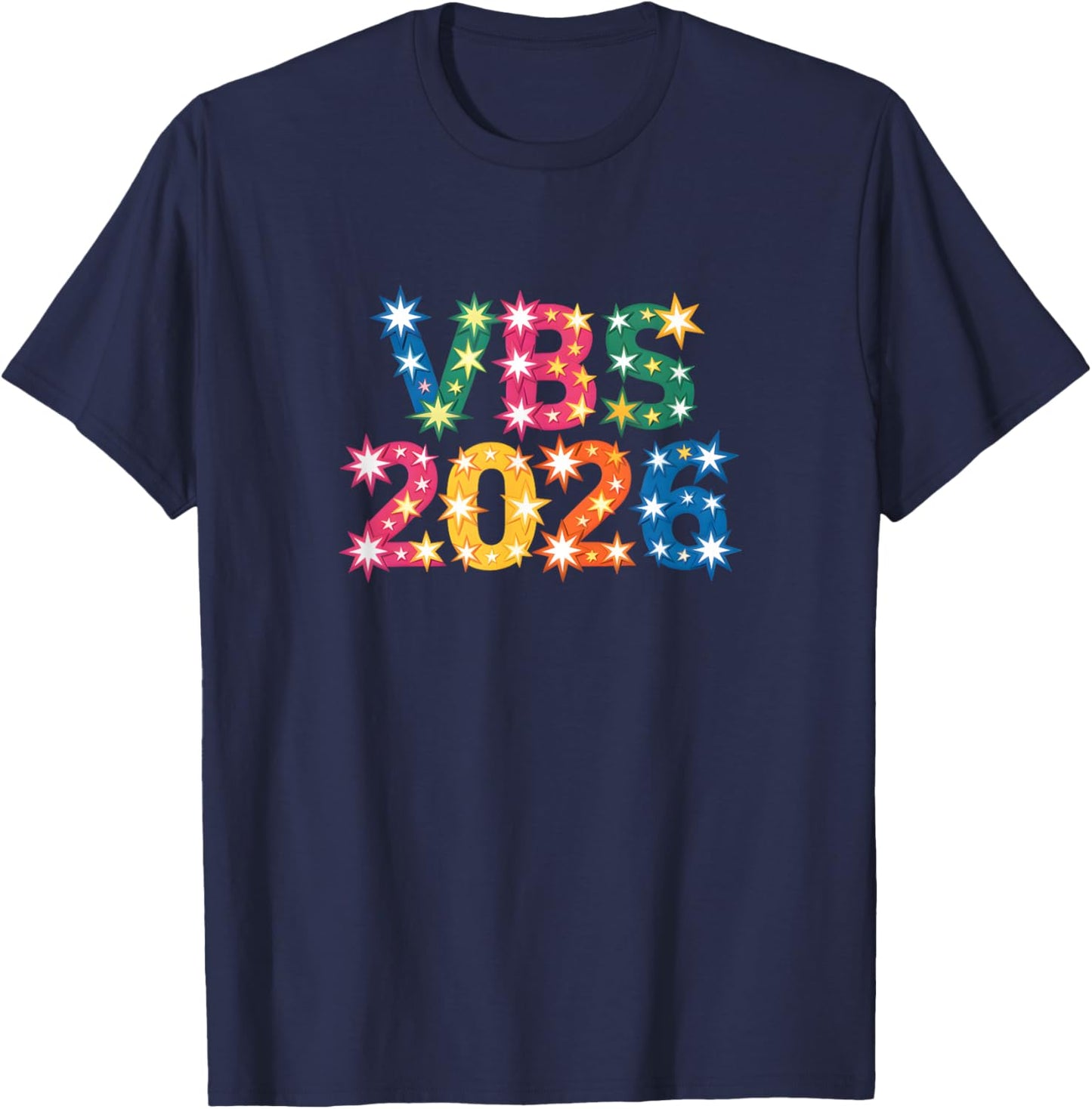 I Love VBS 2026 Vacation Bible School Lights and Stars T-Shirt - T-Shirt | Navy