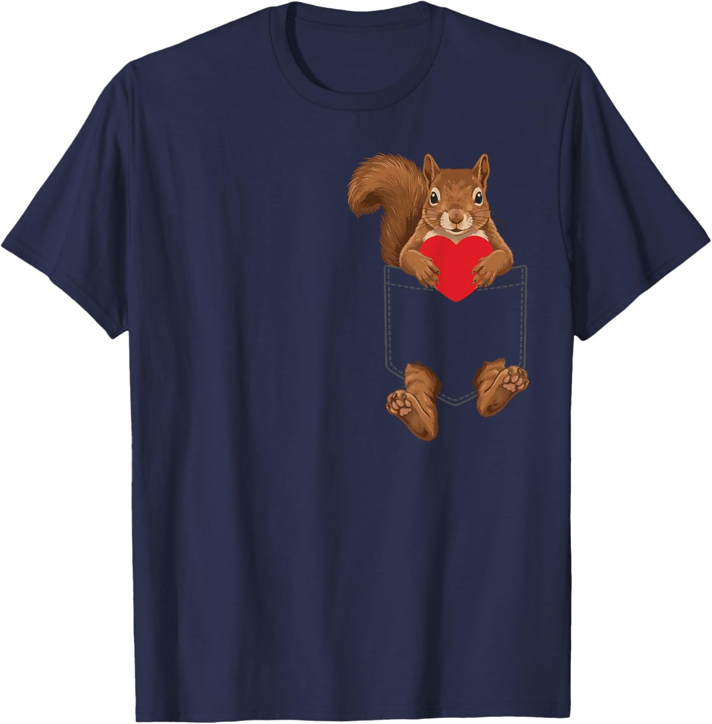 Squirrel in Pocket Animal Lover Design Valentines T-Shirt - T-Shirt | Navy