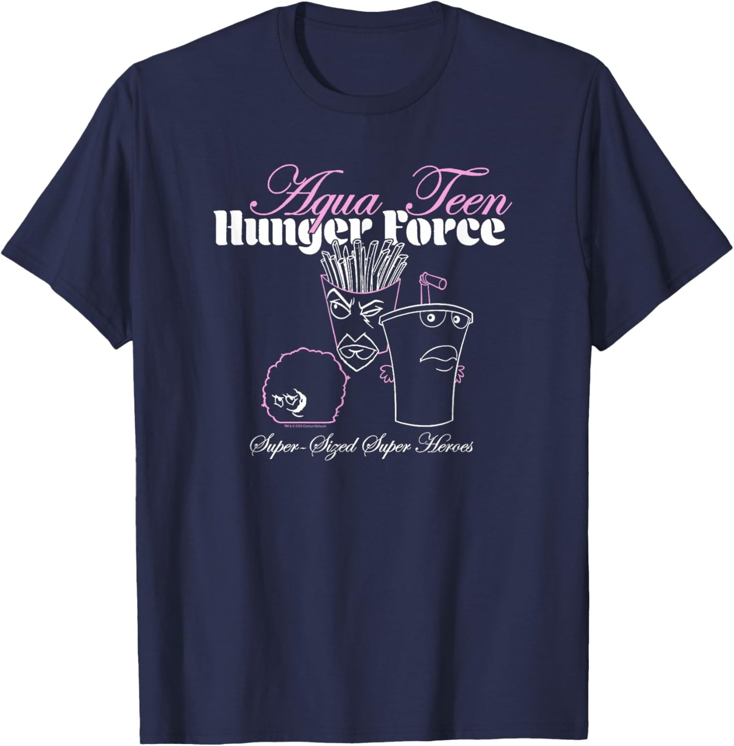 ATHF Super Sized Super Heroes Script Outline Funny Cartoon T-Shirt - T-Shirt | Navy