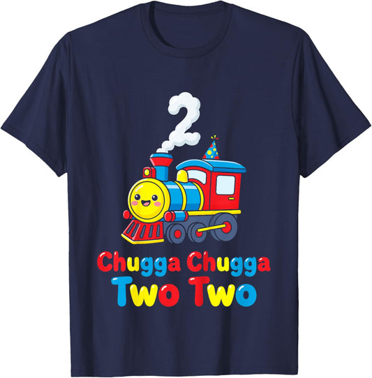 Chugga Chugga Two Two Train 2nd Birthday 2 Years Ago T-Shirt - T-Shirt | Navy