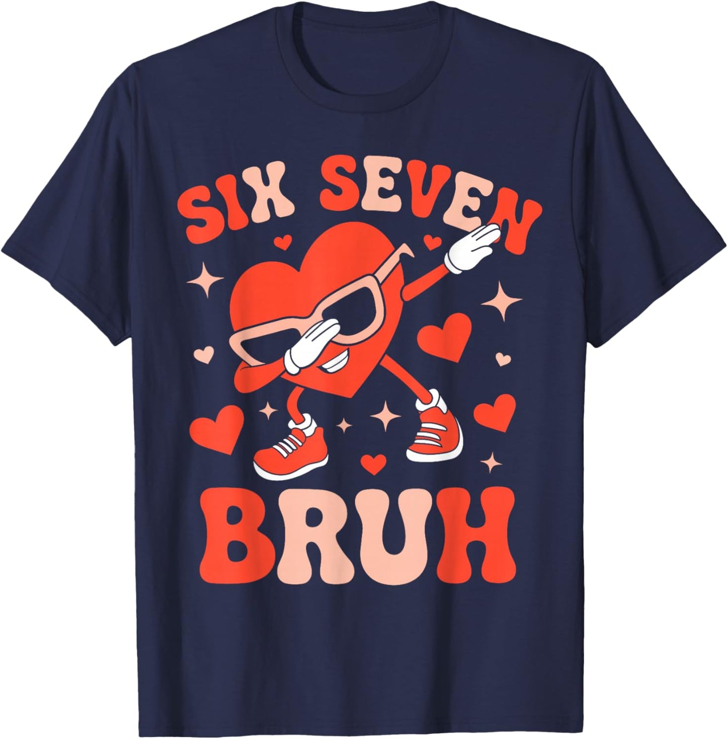 Six Seven 67 Meme Cool Valentine’s Shirt Boys Girls Kids T-Shirt - T-Shirt | Navy