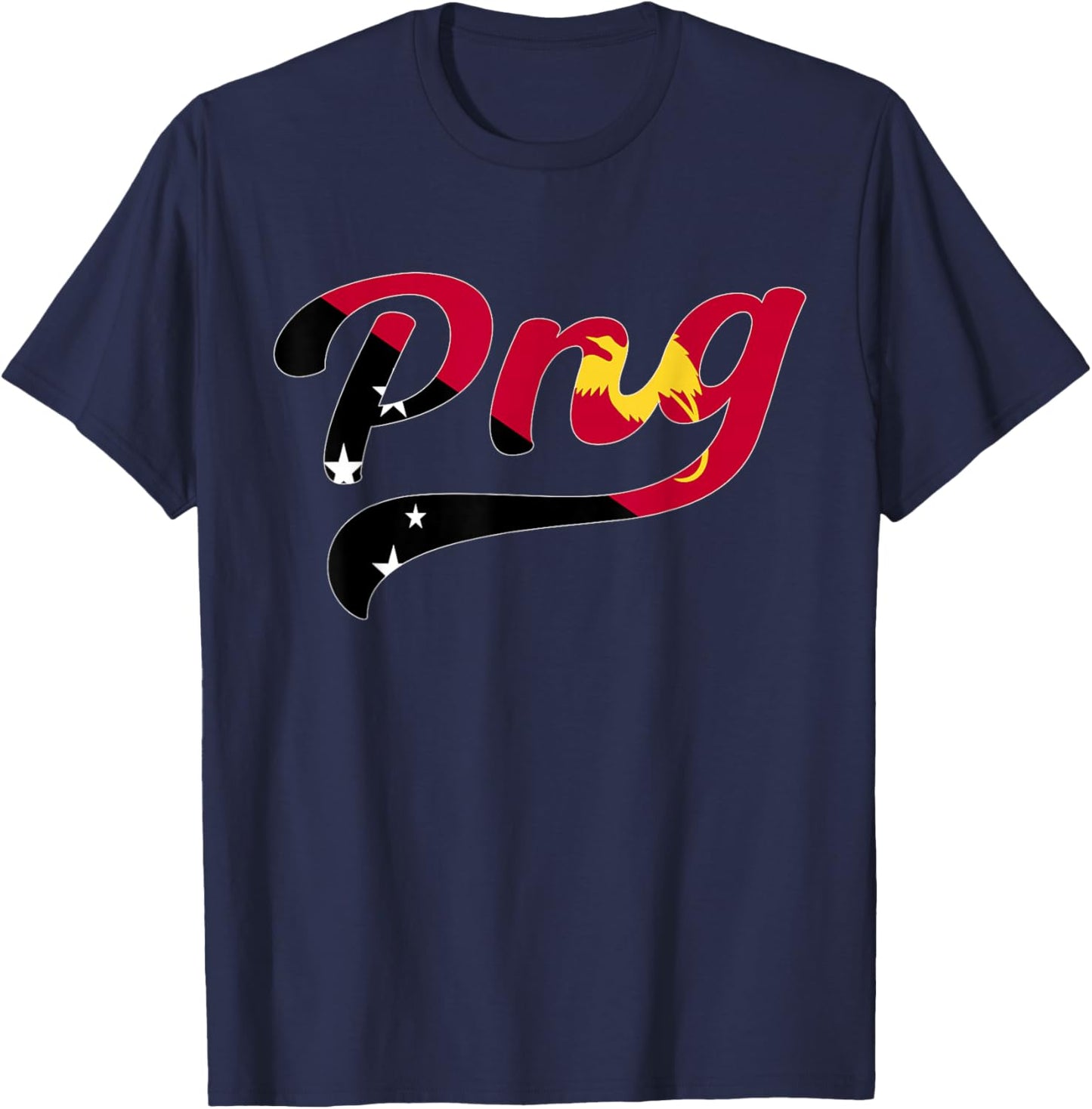 PNG Typeset Papua New Guinea Flag Melanesia Pride T-Shirt - T-Shirt | Navy