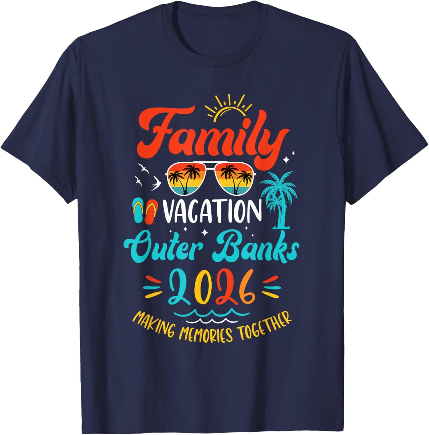 Family Vacation 2026 Outer Banks Matching Summer Vacation T-Shirt - T-Shirt | Navy