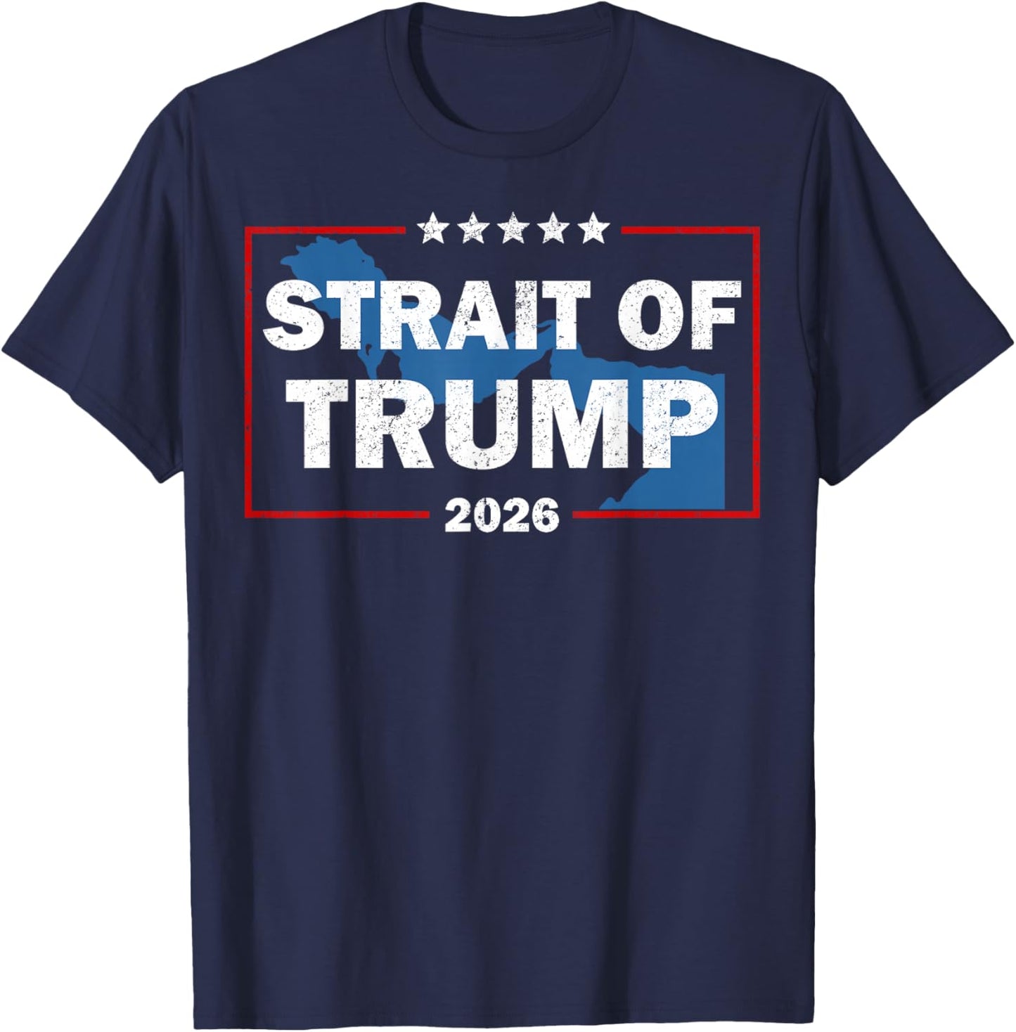 Strait of Trump US Flag Funny T-Shirt - T-Shirt | Navy
