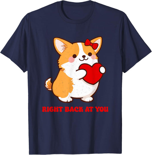 Valentines Day Right Back at You Dog Lover Matching Design T-Shirt - T-Shirt | Navy