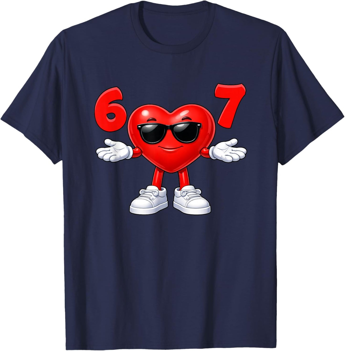67 Heart 67 Valentines Day Meme Funny Six Seven Teens Kids T-Shirt - T-Shirt | Navy
