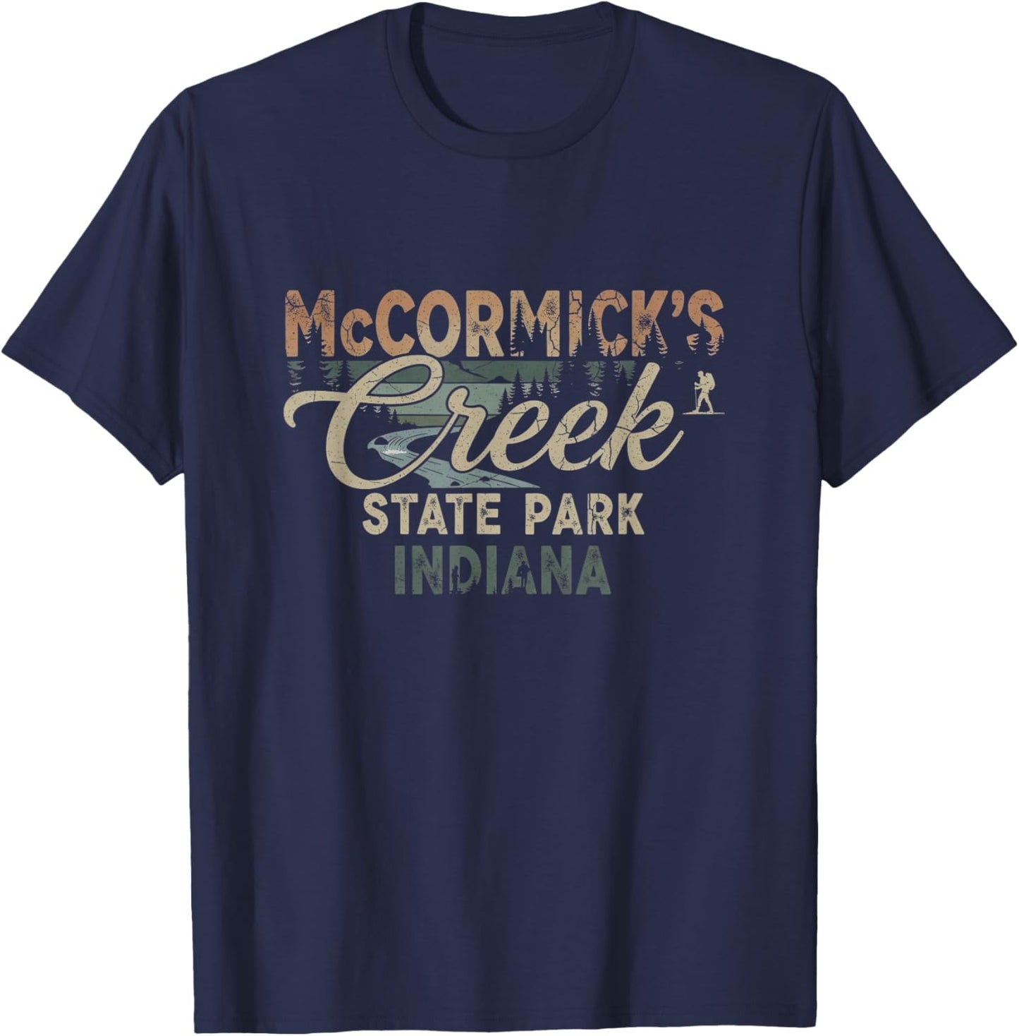Retro McCormick’s Creek State Park Indiana Art Design T-Shirt - T-Shirt | Navy