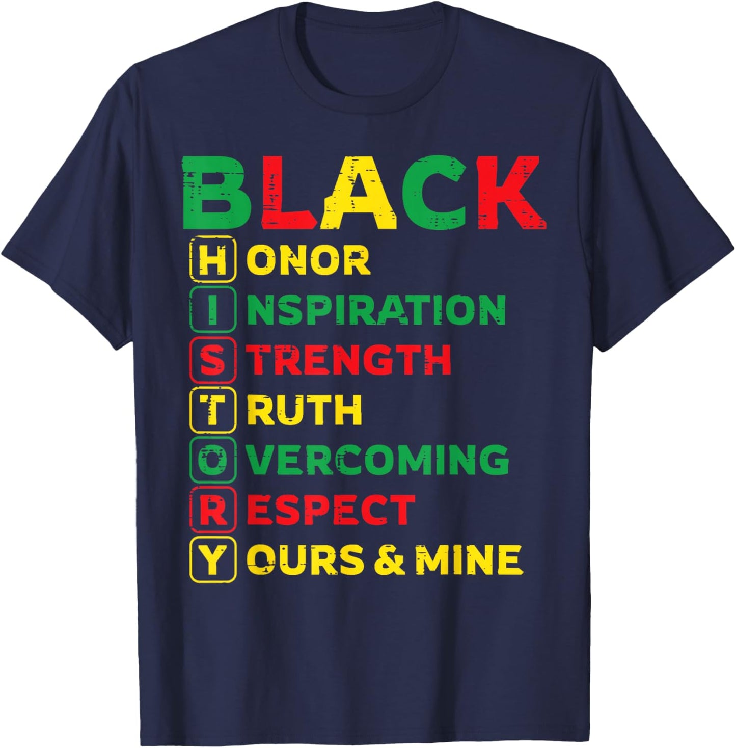 Black History Honor Inspiration Strength Men Women Kids T-Shirt - T-Shirt | Navy