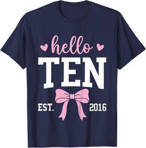 Hello Ten Est 2016 10th Birthday 10 Years Old T-Shirt - T-Shirt | Navy
