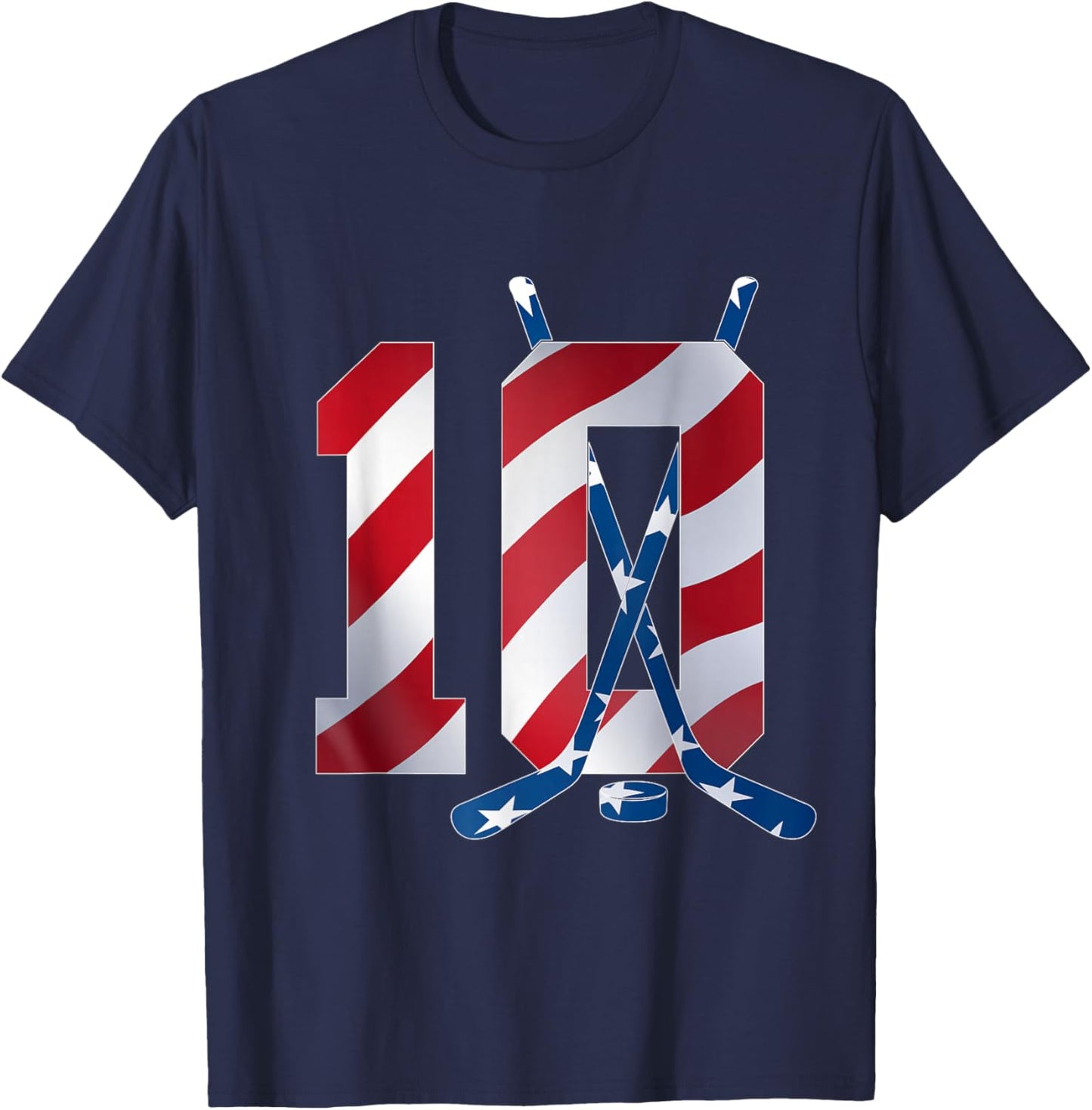 Number 10 Years ICE Hockey 10TH Birthday T-Shirt - T-Shirt | Navy