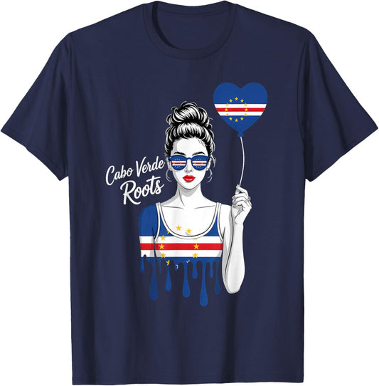 Cape Verde Flag Cape Verdean Roots Cabo Verde T-Shirt - T-Shirt | Navy