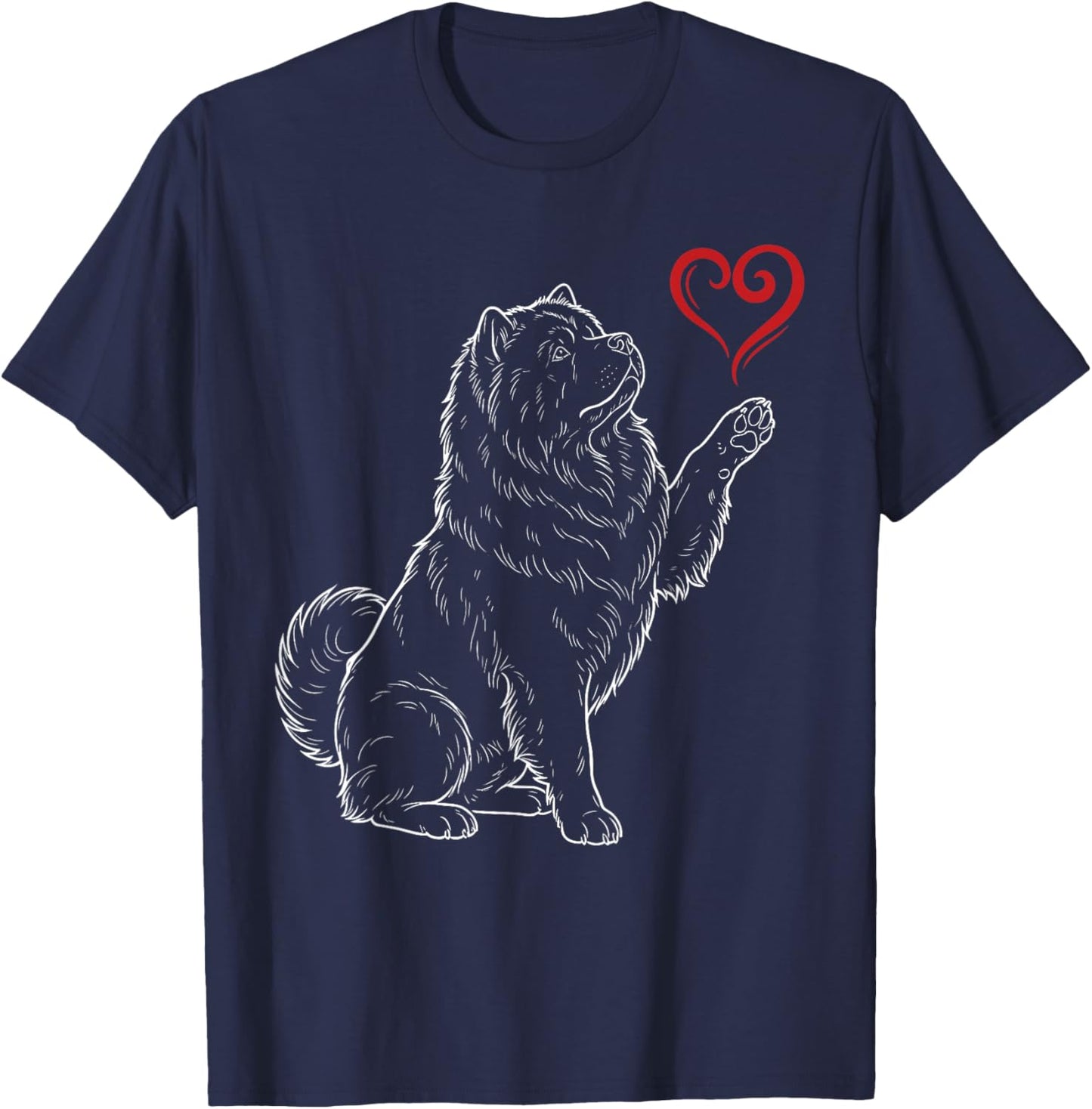 Chow Chow Lover Dog Art Holding Heart Valentines T-Shirt - T-Shirt | Navy