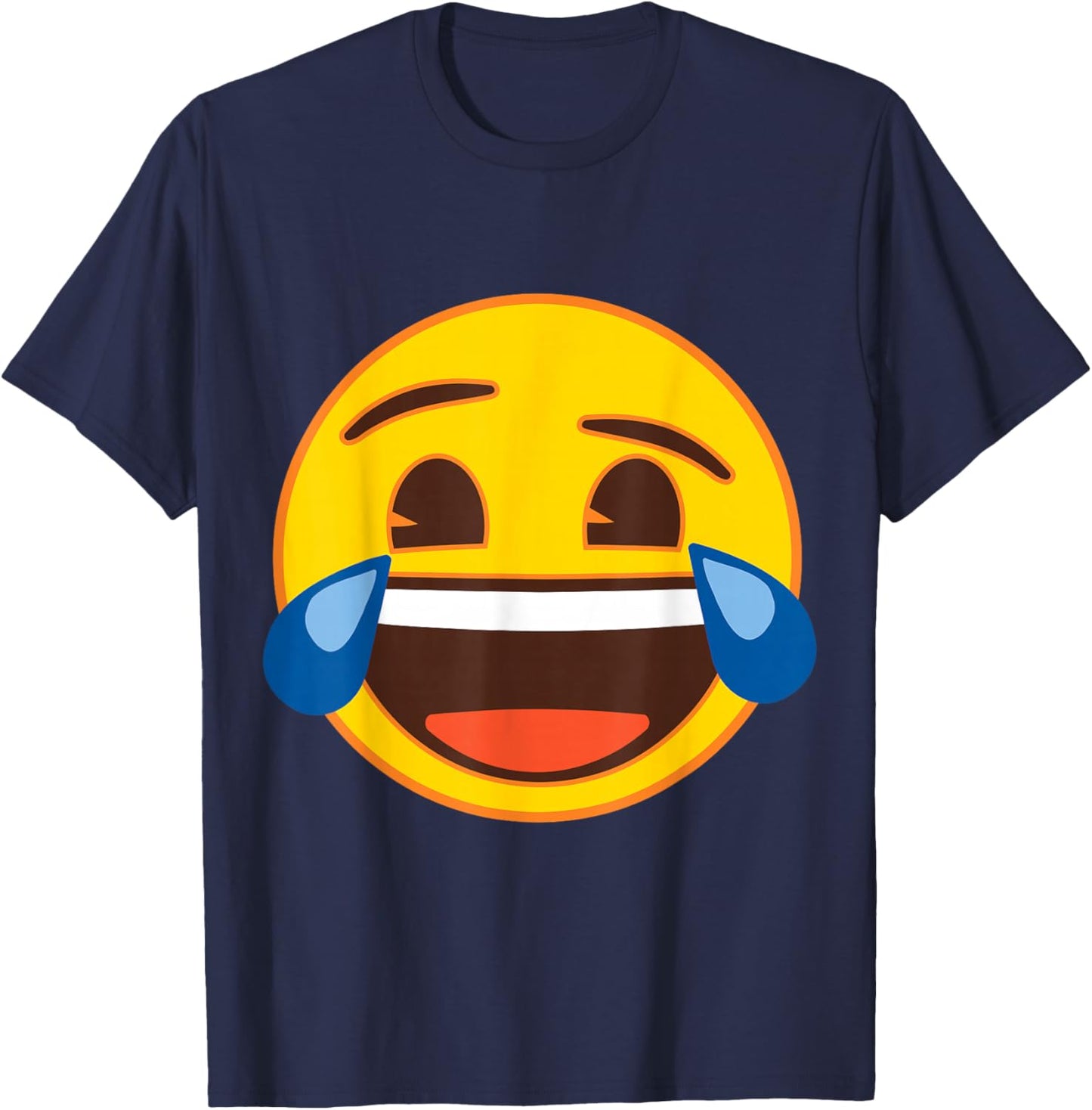 Official Emoji Laughing Tears Yellow Smile Face T-Shirt - T-Shirt | Navy