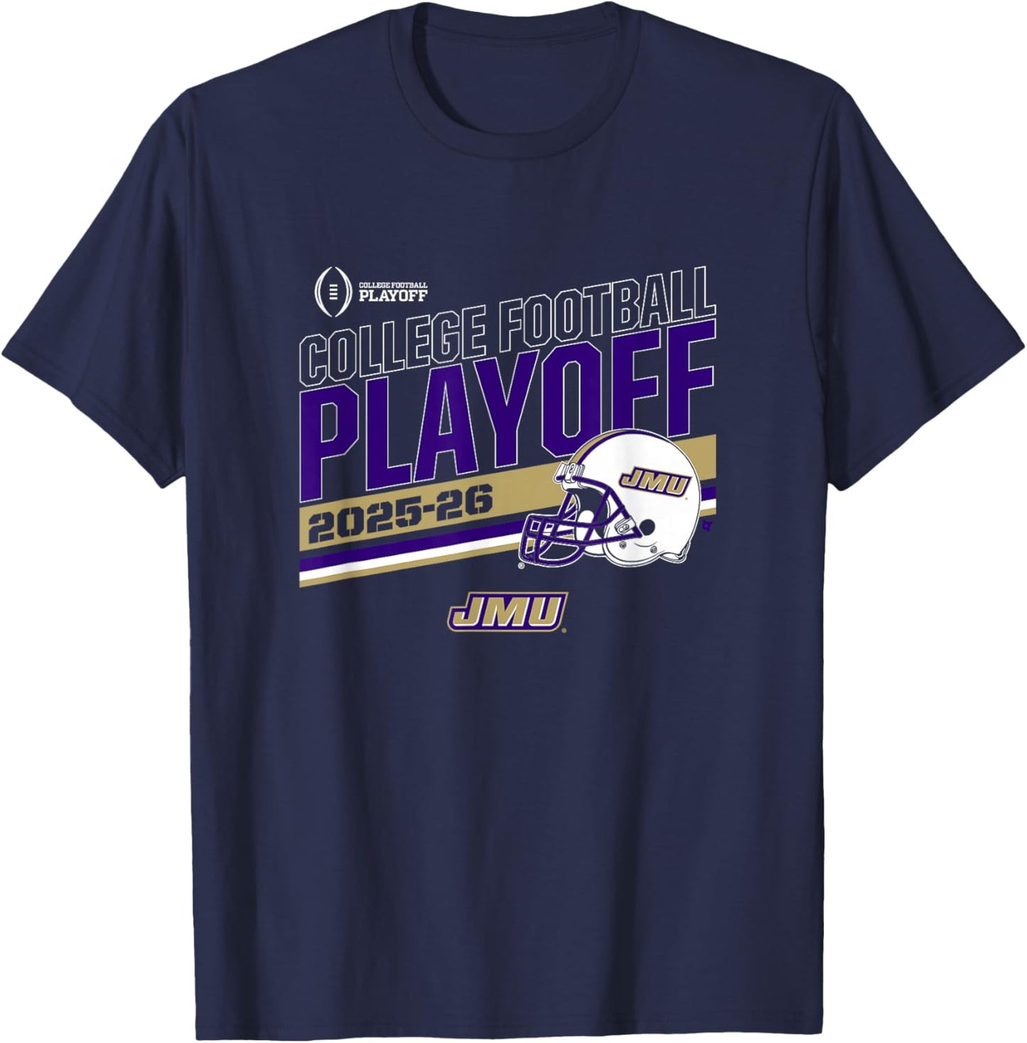 James Madison Dukes College Football Playoff Stripe 2025 T-Shirt - T-Shirt | Navy