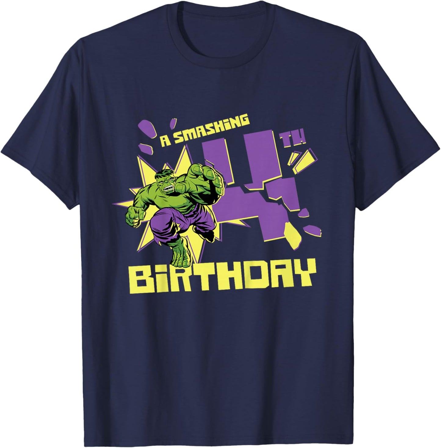Marvel Super Heroes Hulk A Smashing 4th Birthday Party T-Shirt - T-Shirt | Navy